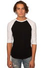 Royal Apparel 20060 Unisex Triblend Raglan Baseball Shirt - Tri Black / Tri White