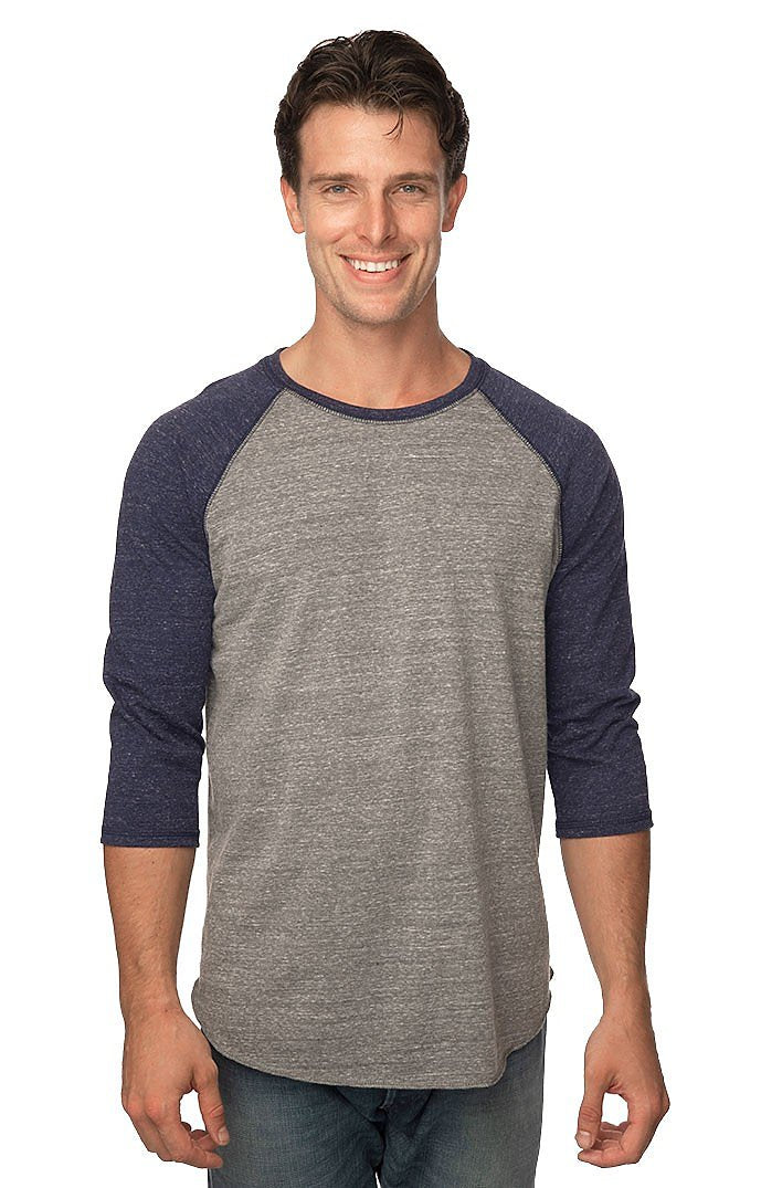 Royal Apparel 20060 Unisex Triblend Raglan Baseball Shirt - Tri Vntg Gry / Tri Dnm Nvy