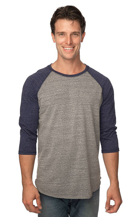 Royal Apparel 20060 Unisex Triblend Raglan Baseball Shirt - Tri Vntg Gry / Tri Dnm Nvy