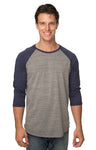 Royal Apparel 20060 Unisex Triblend Raglan Baseball Shirt - Tri Vntg Gry / Tri Dnm Nvy