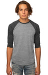 Royal Apparel 20060 Unisex Triblend Raglan Baseball Shirt - Tri Vintage Grey/Tri Onyx