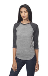 Royal Apparel 20060 Unisex Triblend Raglan Baseball Shirt - Tri Vintage Grey/Tri Onyx