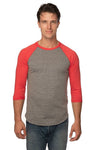 Royal Apparel 20060 Unisex Triblend Raglan Baseball Shirt - Tri Vintage Grey/Tri Red