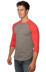 Royal Apparel 20060 Unisex Triblend Raglan Baseball Shirt - Tri Vintage Grey/Tri Red
