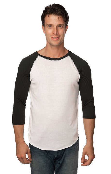Royal Apparel 20060 Unisex Triblend Raglan Baseball Shirt - Tri White / Tri Black
