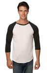 Royal Apparel 20060 Unisex Triblend Raglan Baseball Shirt - Tri White / Tri Black