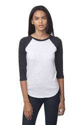 Royal Apparel 20060 Unisex Triblend Raglan Baseball Shirt - Tri White / Tri Black