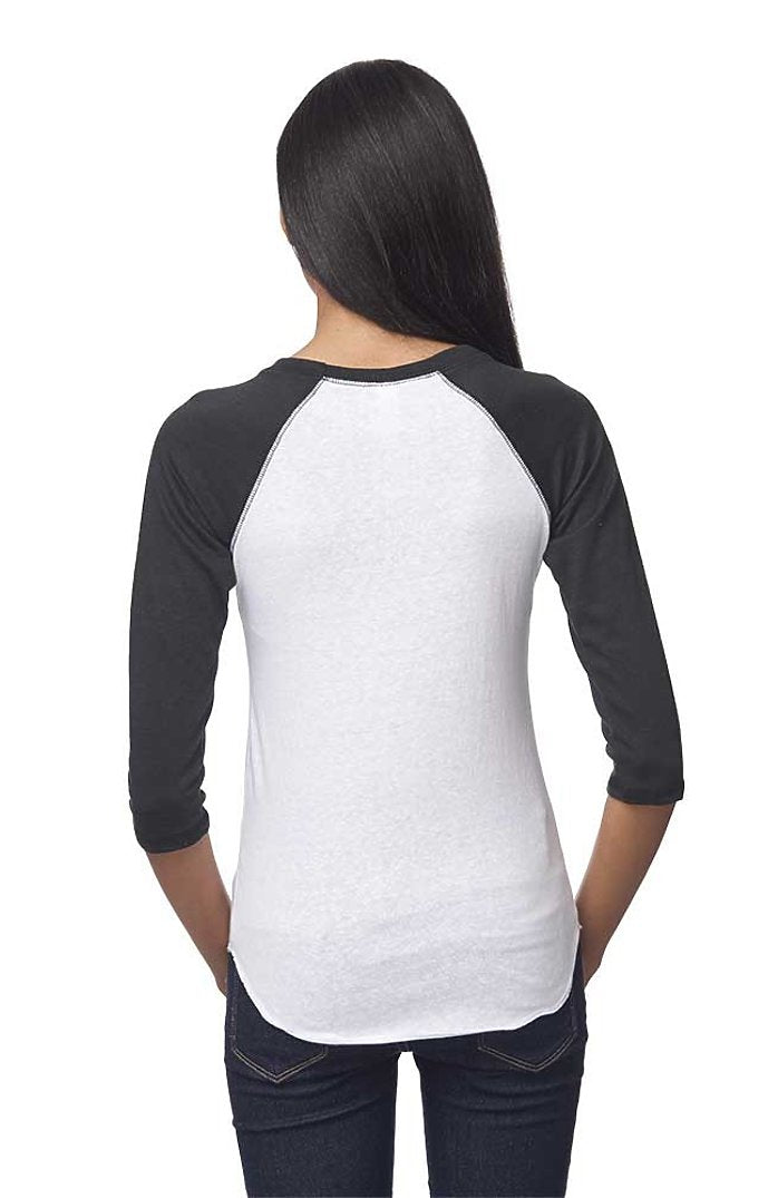 Royal Apparel 20060 Unisex Triblend Raglan Baseball Shirt - Tri White / Tri Black