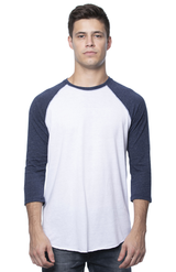 Royal Apparel 20060 Unisex Triblend Raglan Baseball Shirt - Tri White / Tri Denim Nvy