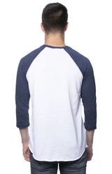 Royal Apparel 20060 Unisex Triblend Raglan Baseball Shirt - Tri White / Tri Denim Nvy