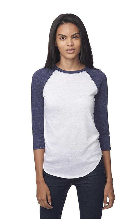 Royal Apparel 20060 Unisex Triblend Raglan Baseball Shirt - Tri White / Tri Denim Nvy