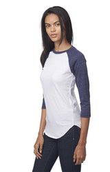 Royal Apparel 20060 Unisex Triblend Raglan Baseball Shirt - Tri White / Tri Denim Nvy