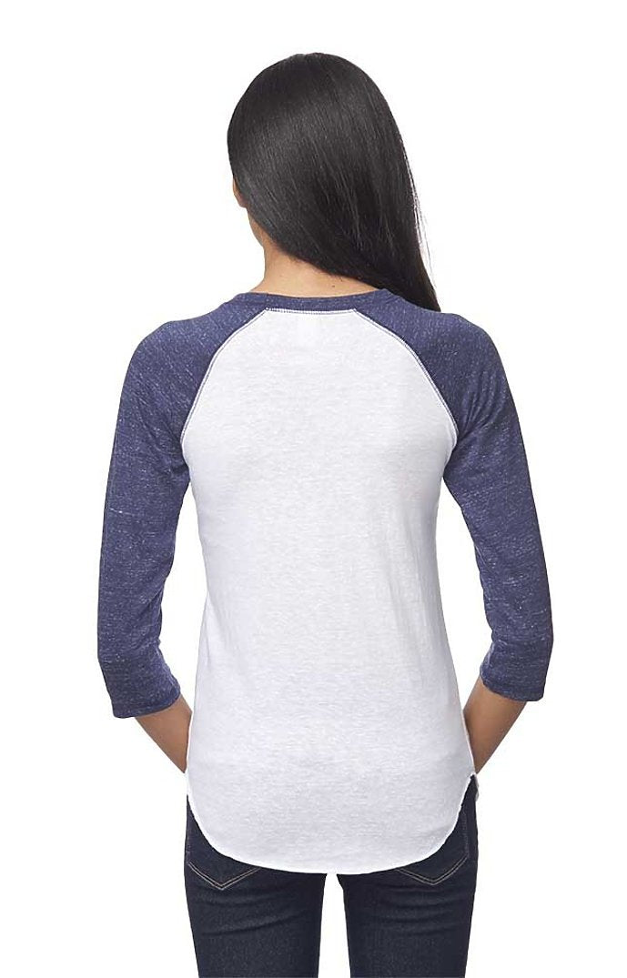 Royal Apparel 20060 Unisex Triblend Raglan Baseball Shirt - Tri White / Tri Denim Nvy