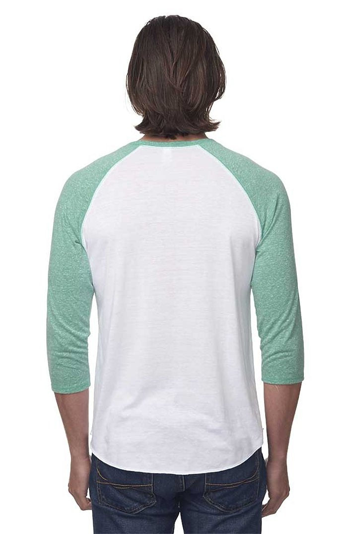 Royal Apparel 20060 Unisex Triblend Raglan Baseball Shirt - Tri White / Tri Kelly