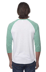 Royal Apparel 20060 Unisex Triblend Raglan Baseball Shirt - Tri White / Tri Kelly