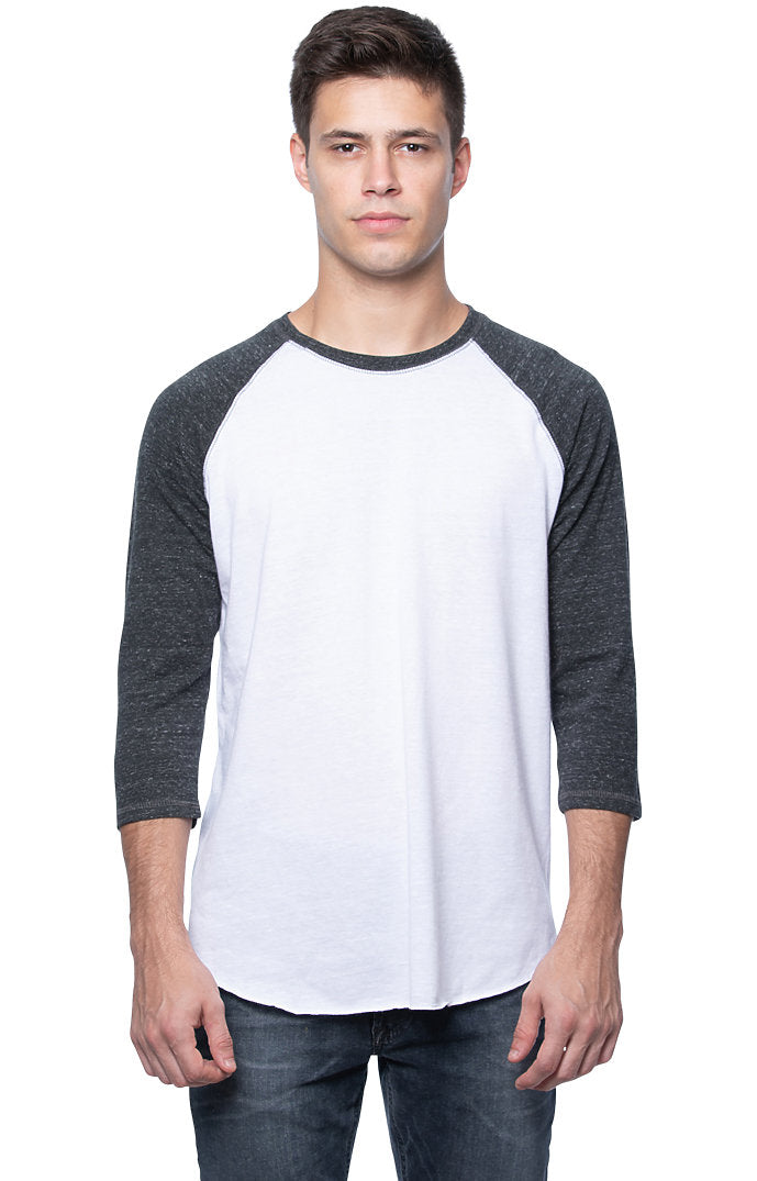 Royal Apparel 20060 Unisex Triblend Raglan Baseball Shirt - Tri White / Tri Onyx