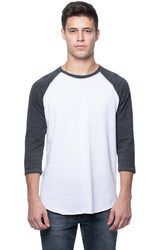 Royal Apparel 20060 Unisex Triblend Raglan Baseball Shirt - Tri White / Tri Onyx