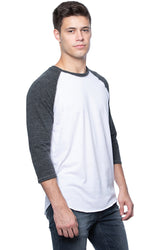 Royal Apparel 20060 Unisex Triblend Raglan Baseball Shirt - Tri White / Tri Onyx