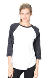 Royal Apparel 20060 Unisex Triblend Raglan Baseball Shirt - Tri White / Tri Onyx