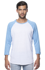 Royal Apparel 20060 Unisex Triblend Raglan Baseball Shirt - Tri White / Tri Pool