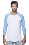Royal Apparel 20060 Unisex Triblend Raglan Baseball Shirt - Tri White / Tri Pool
