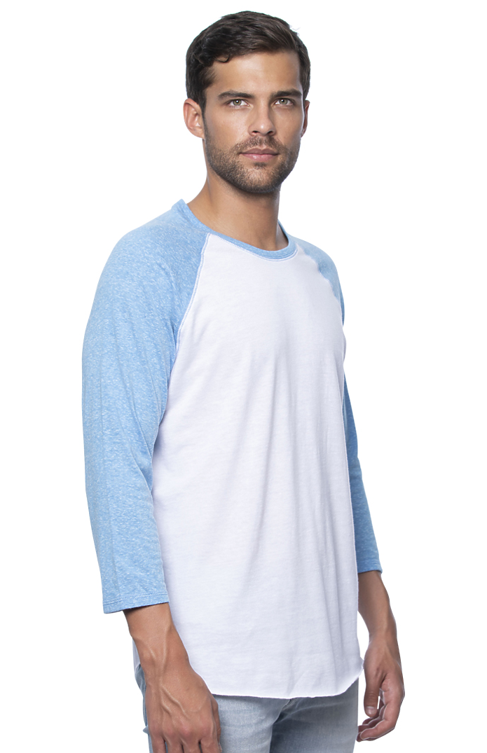 Royal Apparel 20060 Unisex Triblend Raglan Baseball Shirt - Tri White / Tri Pool