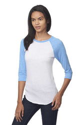 Royal Apparel 20060 Unisex Triblend Raglan Baseball Shirt - Tri White / Tri Pool