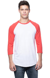 Royal Apparel 20060 Unisex Triblend Raglan Baseball Shirt - Tri White / Tri Red