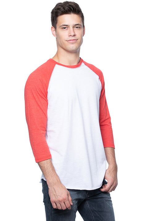 Royal Apparel 20060 Unisex Triblend Raglan Baseball Shirt - Tri White / Tri Red