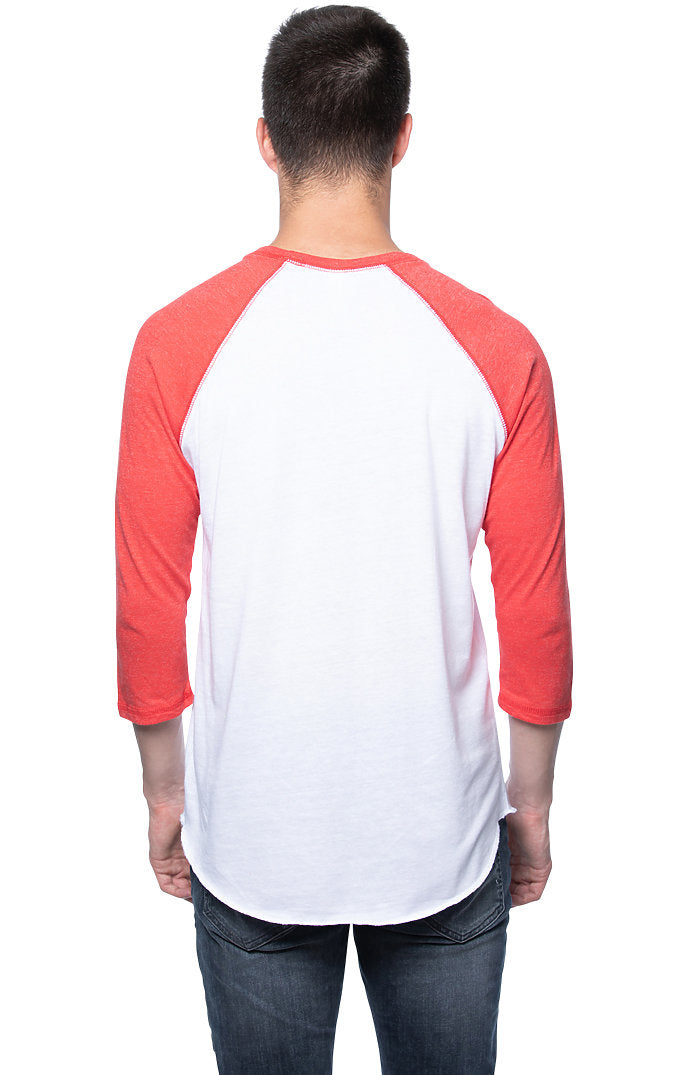 Royal Apparel 20060 Unisex Triblend Raglan Baseball Shirt - Tri White / Tri Red