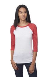 Royal Apparel 20060 Unisex Triblend Raglan Baseball Shirt - Tri White / Tri Red
