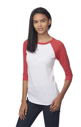 Royal Apparel 20060 Unisex Triblend Raglan Baseball Shirt - Tri White / Tri Red