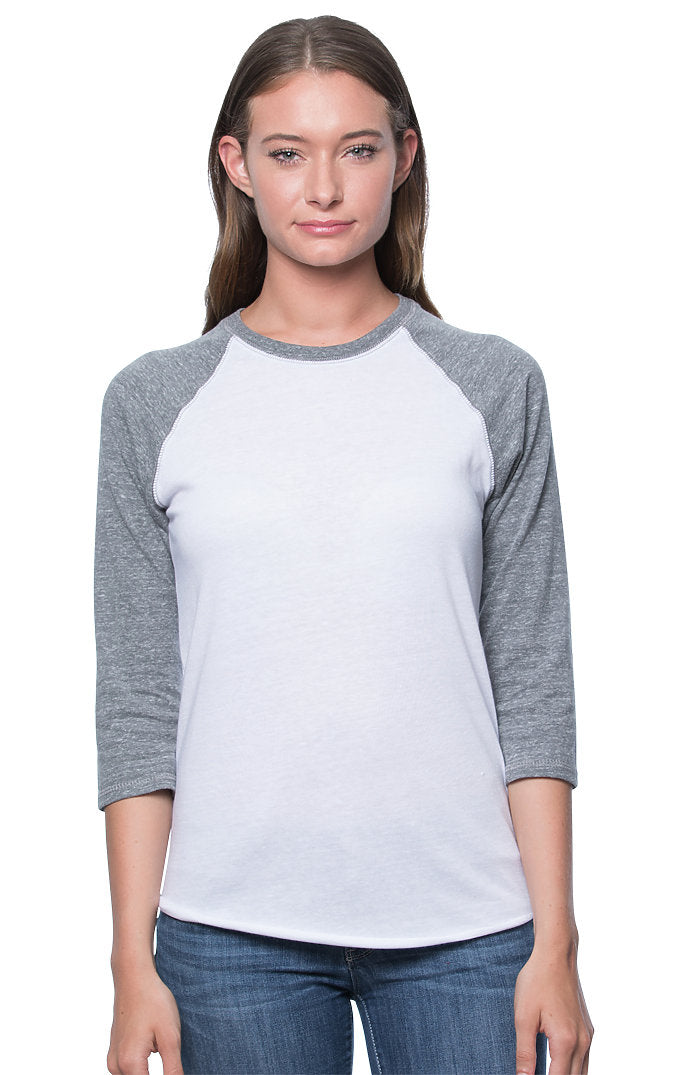 Royal Apparel 20060 Unisex Triblend Raglan Baseball Shirt - Tri White / Tri Vintage Grey