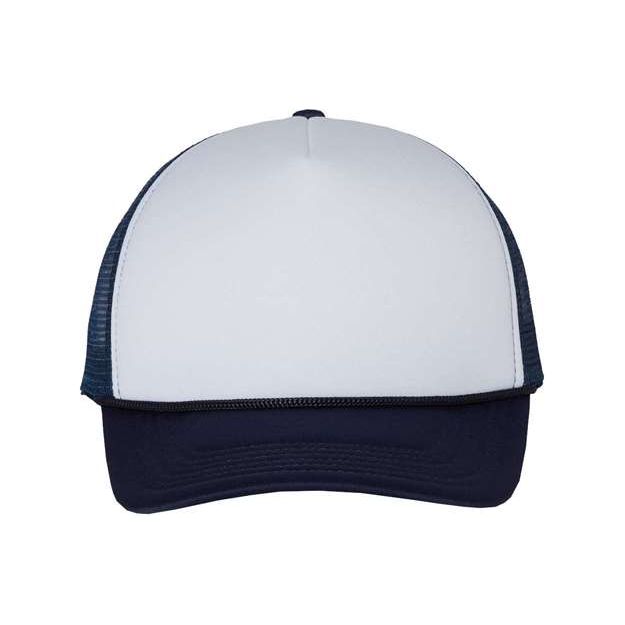 Valucap Foam Mesh-Back Trucker Cap - Valucap VC700 Valucap White/ Navy Adjustable