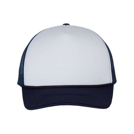 Valucap Foam Mesh-Back Trucker Cap - Valucap VC700 Valucap White/ Navy Adjustable