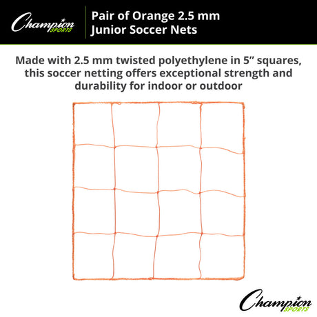 Champion Sports 200OR 2.5 Mm Beginner Soccer Net, Orange