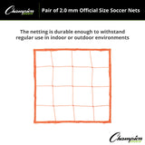 Champion Sports 2.0 MM OFFICIAL SIZE SOCCER NET, ORANGE