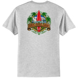 Joe's Surf Shop Longboard Design 50/50 Cotton Poly T-Shirts in Regular, Big and Tall