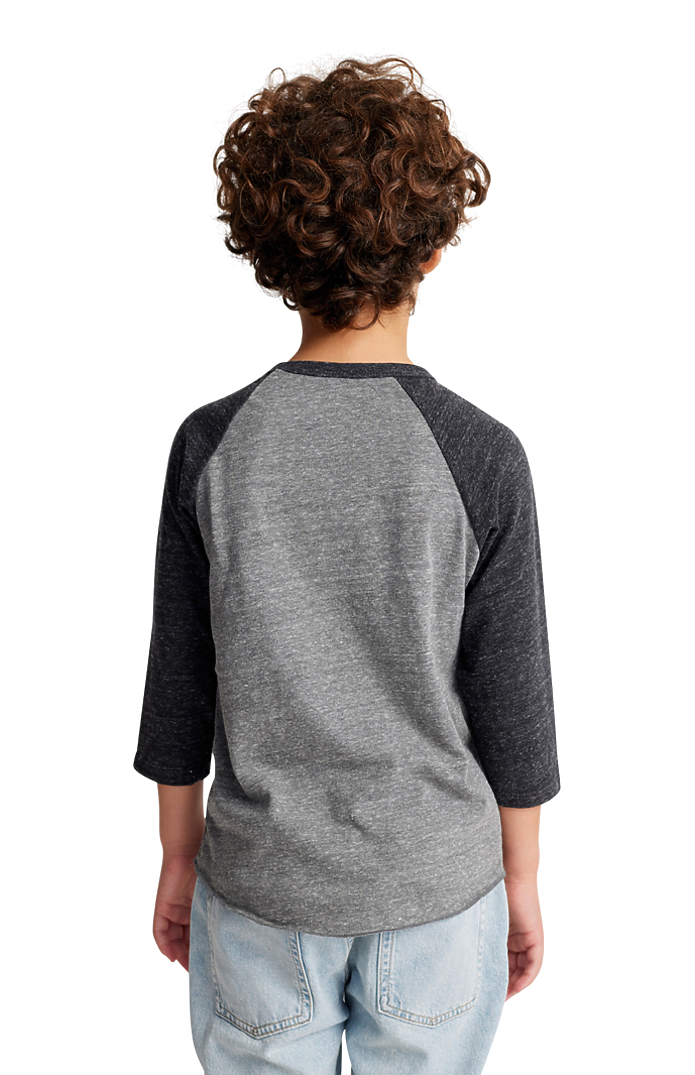 Royal Apparel 20260 Youth Triblend Raglan Baseball Shirt - Tri Vntg Gry / Tri Dnm Nvy