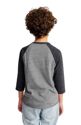 Royal Apparel 20260 Youth Triblend Raglan Baseball Shirt - Tri Vntg Gry / Tri Dnm Nvy
