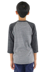 Royal Apparel 20260 Youth Triblend Raglan Baseball Shirt - Tri Vintage Grey/Tri Onyx