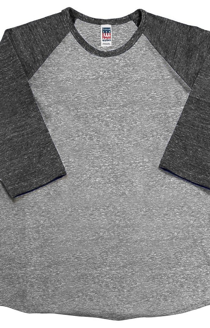 Royal Apparel 20260 Youth Triblend Raglan Baseball Shirt - Tri Vintage Grey/Tri Onyx