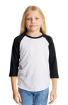 Royal Apparel 20260 Youth Triblend Raglan Baseball Shirt - Tri White / Tri Black