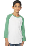 Royal Apparel 20260 Youth Triblend Raglan Baseball Shirt - Tri White / Tri Kelly