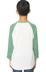 Royal Apparel 20260 Youth Triblend Raglan Baseball Shirt - Tri White / Tri Kelly