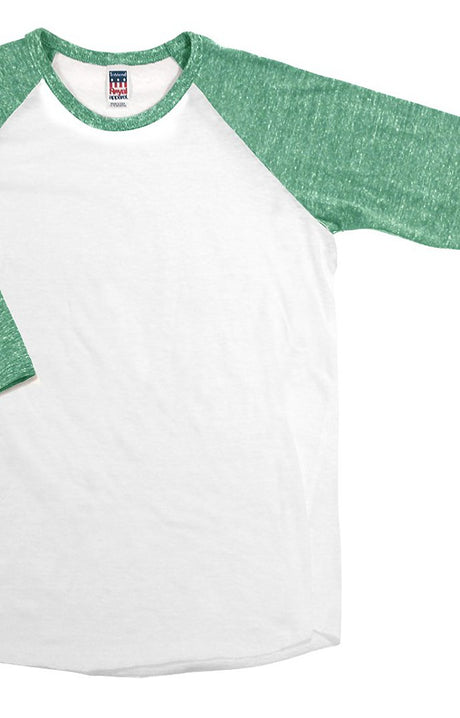 Royal Apparel 20260 Youth Triblend Raglan Baseball Shirt - Tri White / Tri Kelly