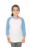 Royal Apparel 20260 Youth Triblend Raglan Baseball Shirt - Tri White / Tri Pool