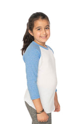 Royal Apparel 20260 Youth Triblend Raglan Baseball Shirt - Tri White / Tri Pool