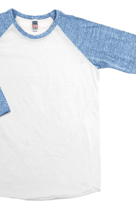 Royal Apparel 20260 Youth Triblend Raglan Baseball Shirt - Tri White / Tri Pool