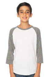 Royal Apparel 20260 Youth Triblend Raglan Baseball Shirt - Tri White / Tri Vintage Grey